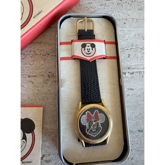 VTG Disney Leather Watch - Rhinestone Minnie main image 5
